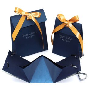 YS-19044 shiny blue paper bag+small foldable box