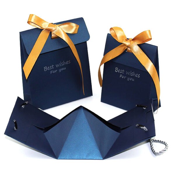 YS-19044 shiny blue paper bag+small foldable box
