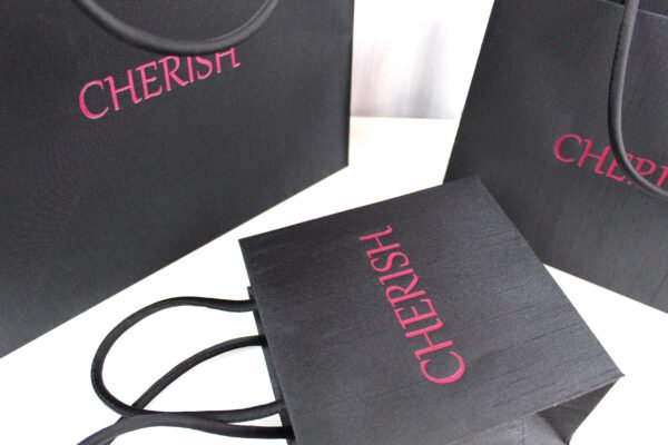 YS-24204 black cloth paper bag+ pink logo