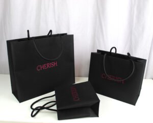 YS-24204 black cloth paper bag+ pink logo