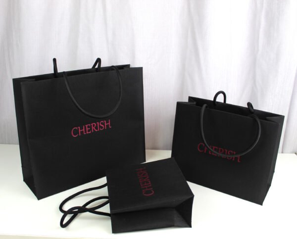 YS-24204 black cloth paper bag+ pink logo